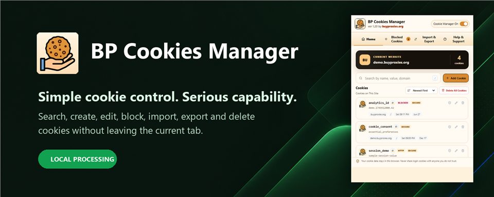 BP Cookies Manager tutorial overview for editing blocking importing and exporting cookies