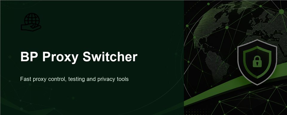 BP Proxy Switcher tutorial overview with proxy control, tester, privacy and settings screens