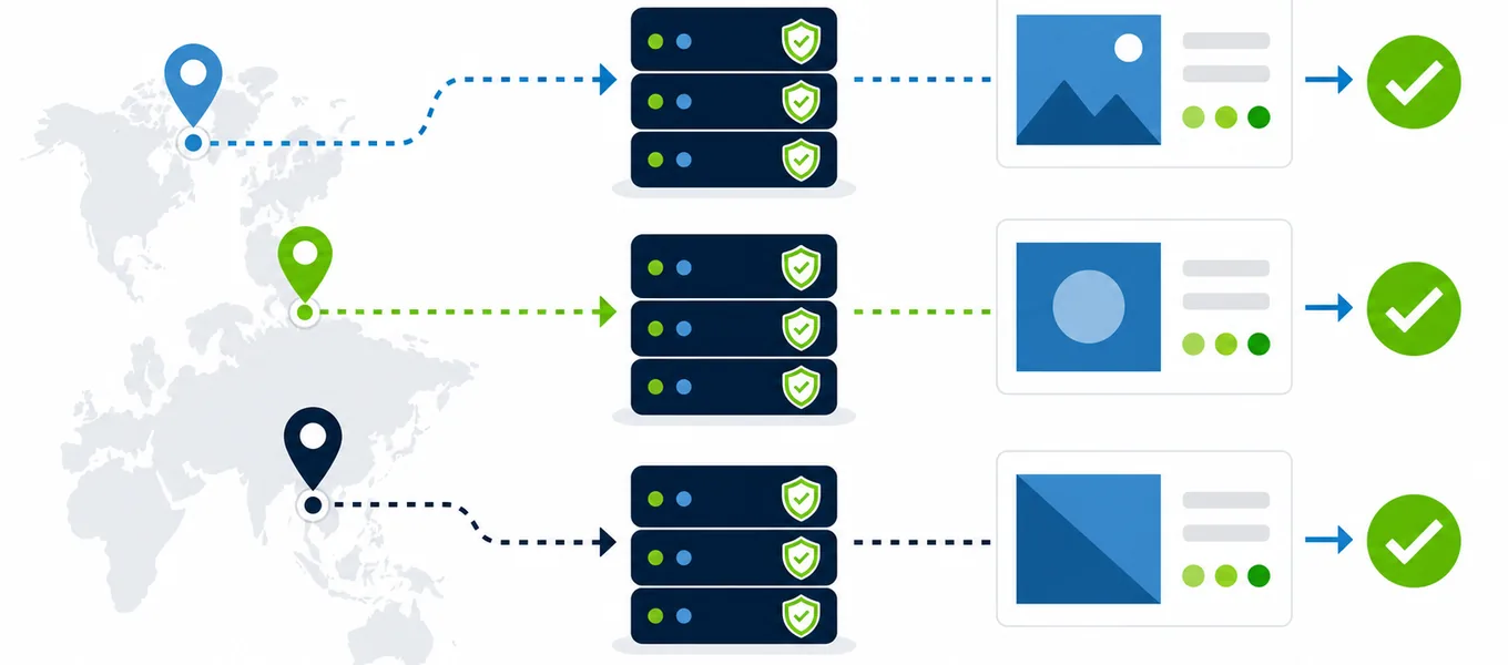 Regional ad verification proxy workflow